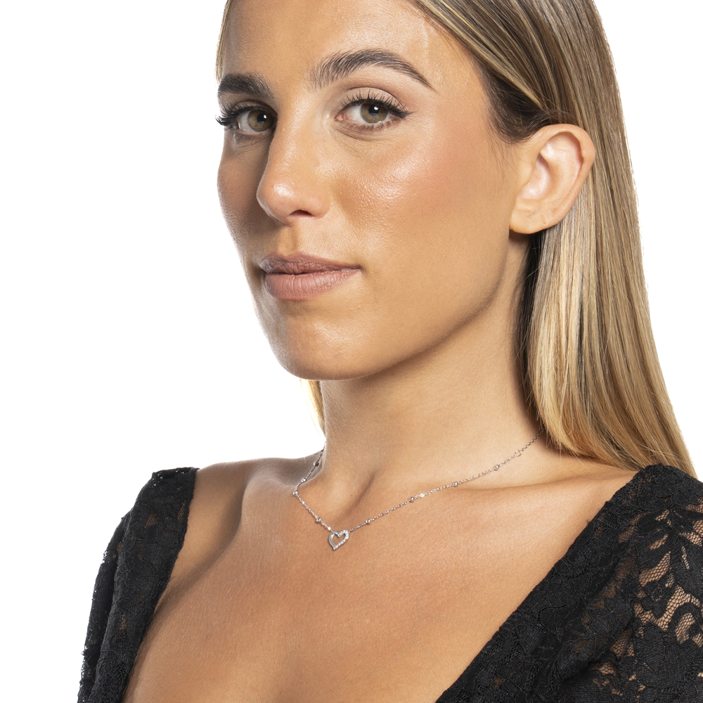 VELVORA Collana Cuore Unisex In Acciaio Inossidabile Con Zirconia - Minimal