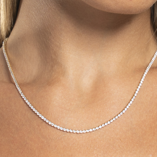 Amberta Lumini Collana Tennis per Donna in Argento Sterling Amberta Lumini Collana Tennis per Donna in Argento Sterling