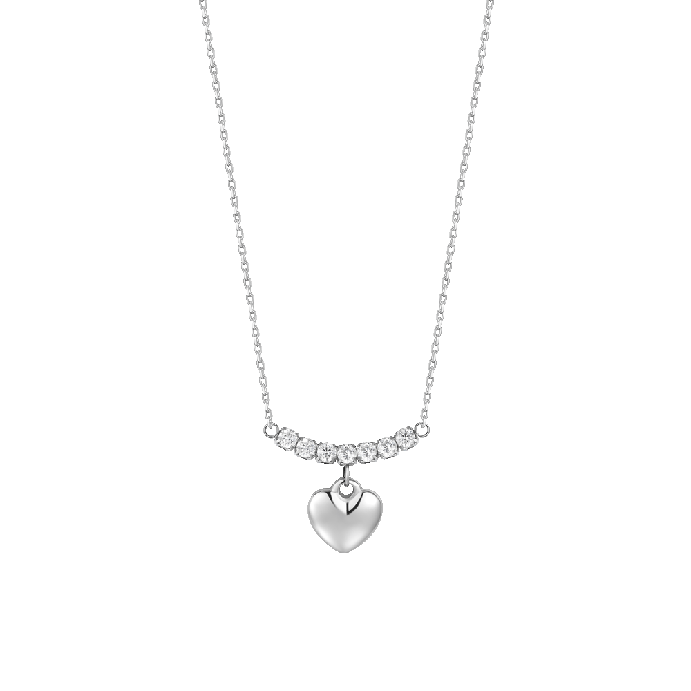 COLLANA DONNA IN ACCIAIO CON CUORE E ZIRCONI BIANCHI