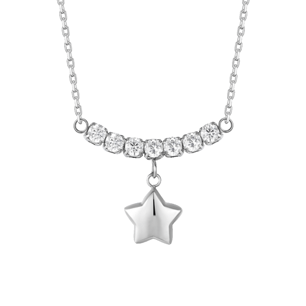COLLANA DONNA IN ACCIAIO CON STELLA E ZIRCONI BIANCHI