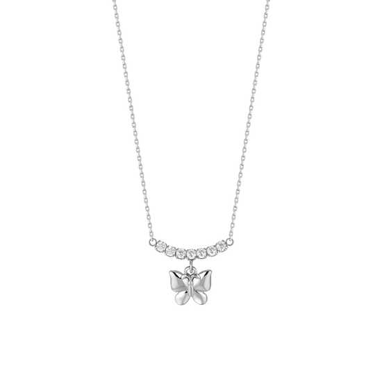 COLLANA DONNA IN ACCIAIO CON FARFALLA E ZIRCONI BIANCHI