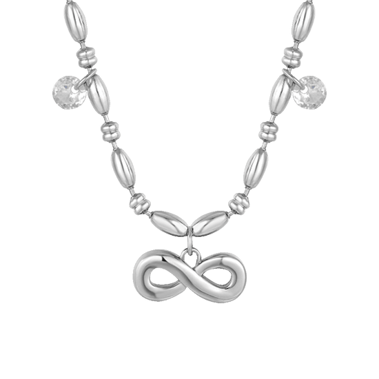 COLLANA DONNA IN ACCIAIO CON INFINITO E ZIRCONI BIANCHI