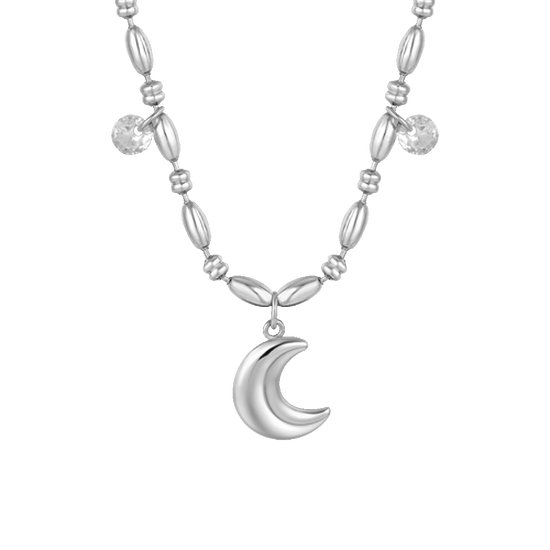Collana Donna Kritz Con Ciondolo Luna, Placcata Oro O Argento, Catena Regolabile 45+5 Cm