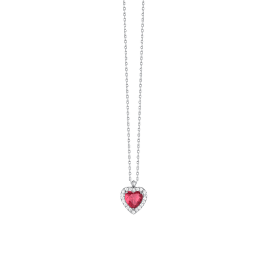 Kaguyo Collana In Argento 925 Con Ciondolo Minnie Mouse Fiocco Rosso Smalto E Zirconi – 45 Cm, Regalo Donna E Ragazza