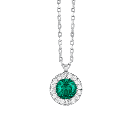 COLLANA DONNA IN ACCIAIO CON ELEMENTO CON ZIRCONI VERDI E BIANCHI