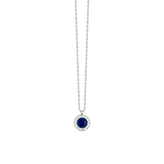 COLLANA DONNA IN ACCIAIO CON ELEMENTO CON ZIRCONI BLU E BIANCHI