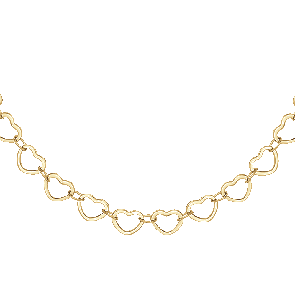 COLLANA DONNA IN ACCIAIO IP GOLD CON CUORI