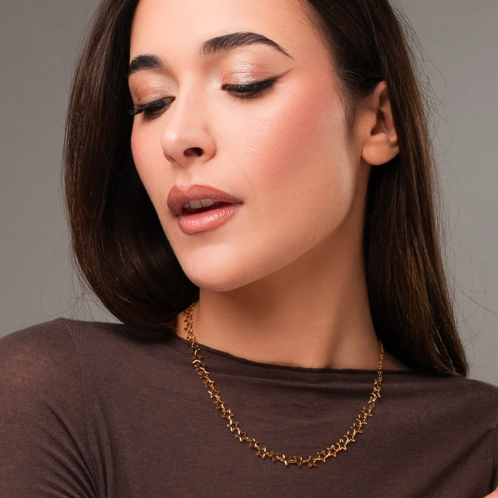 COLLANA DONNA IN ACCIAIO IP GOLD CON STELLE