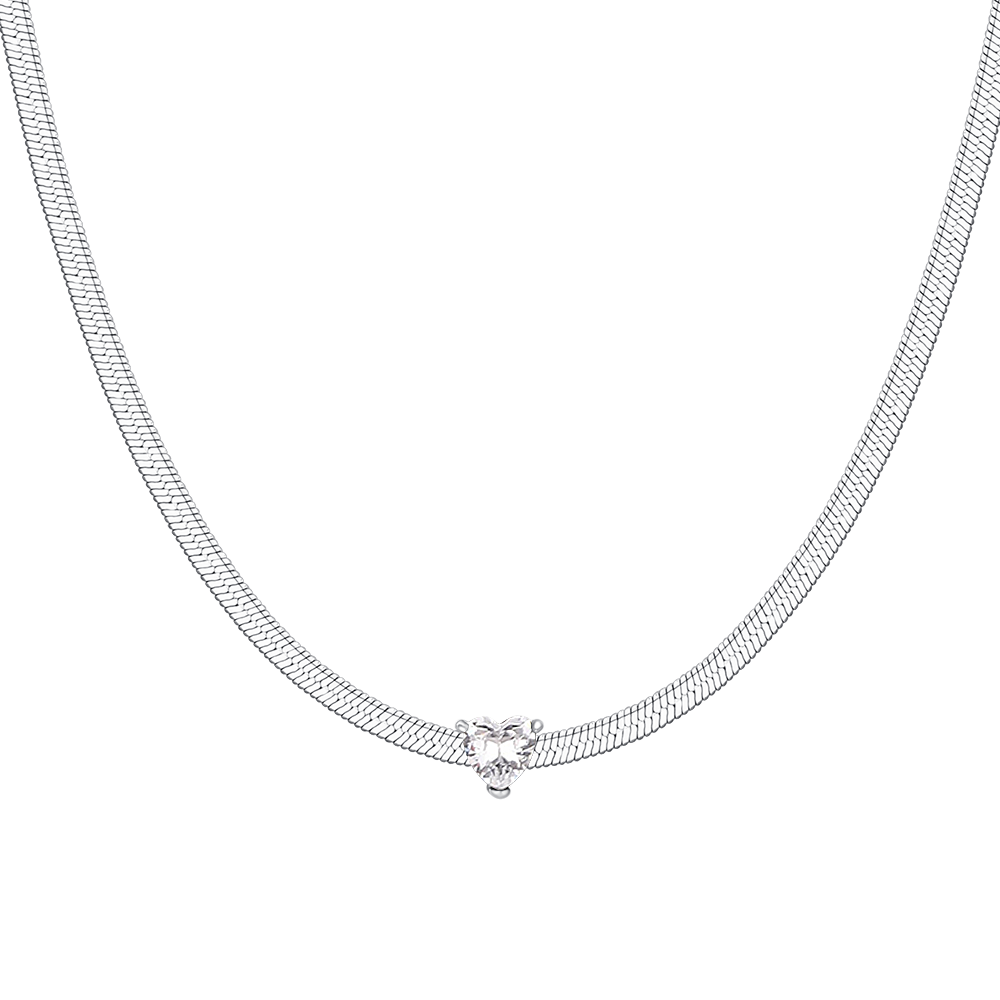 COLLANA DONNA IN ACCIAIO CON ZIRCONE BIANCO