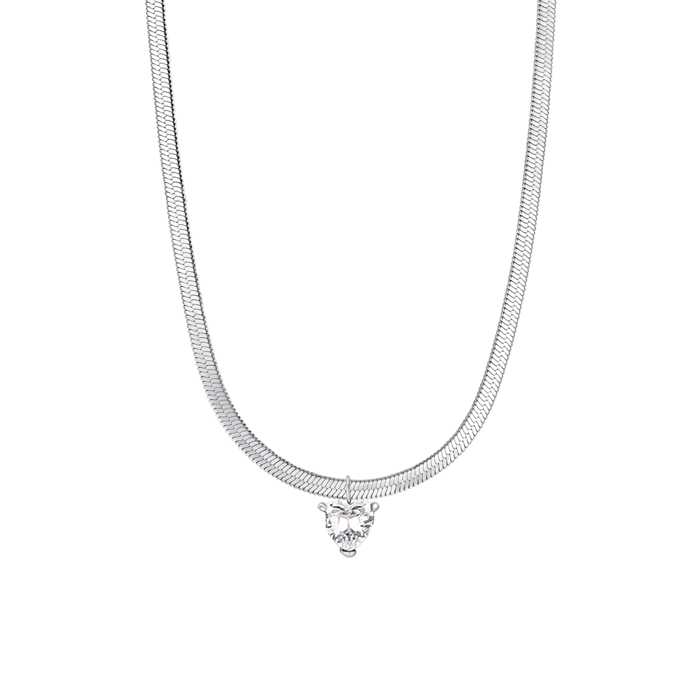 COLLANA DONNA IN ACCIAIO CON ZIRCONE BIANCO