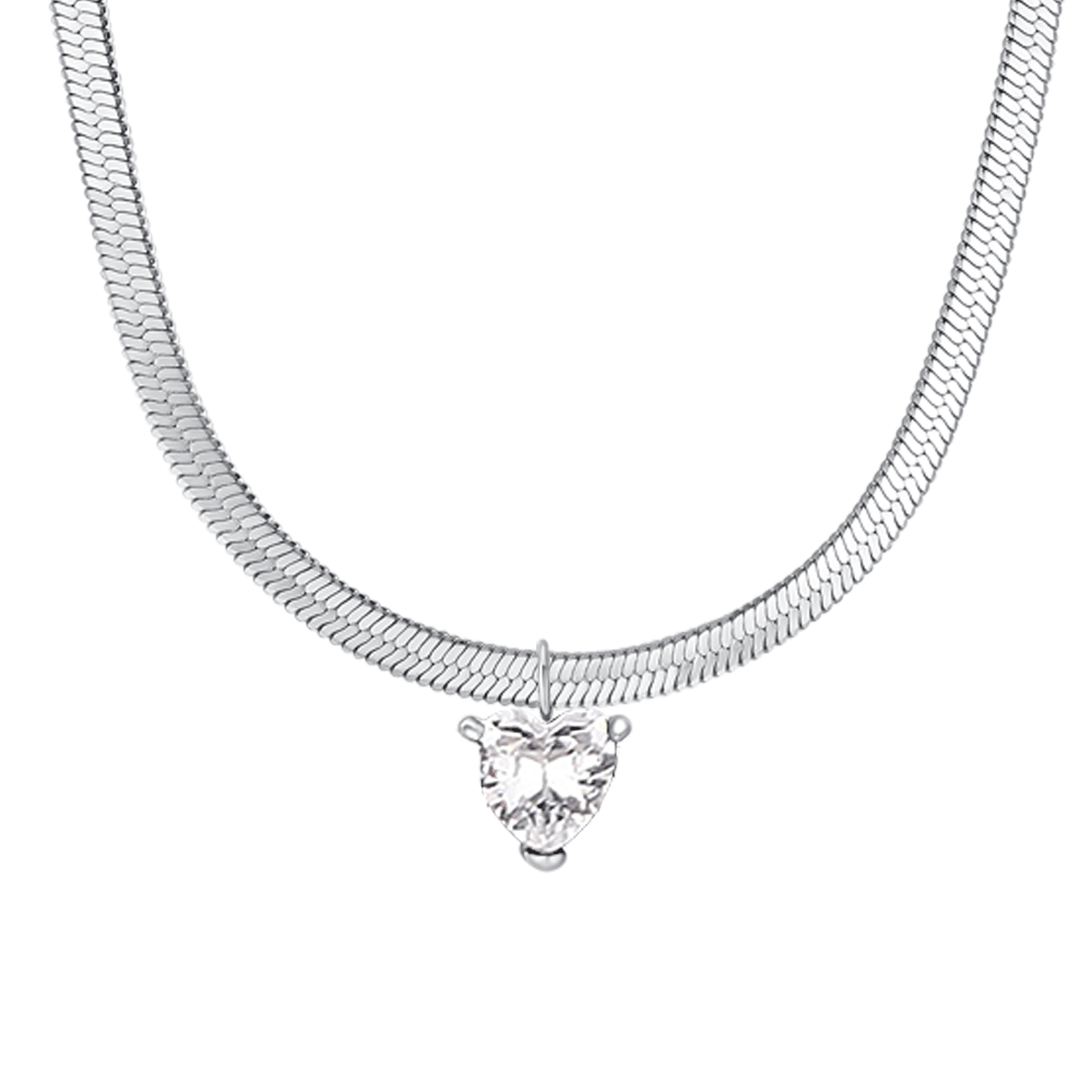 COLLANA DONNA IN ACCIAIO CON ZIRCONE BIANCO