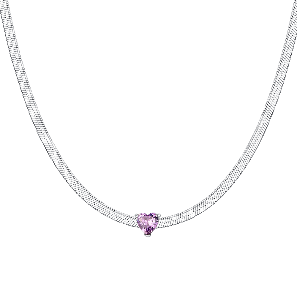 COLLANA DONNA IN ACCIAIO CON ZIRCONE VIOLA