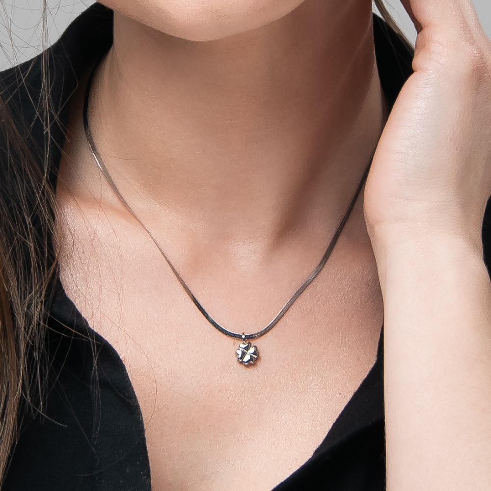 COLLANA DONNA IN ACCIAIO CON QUADRIFOGLIO