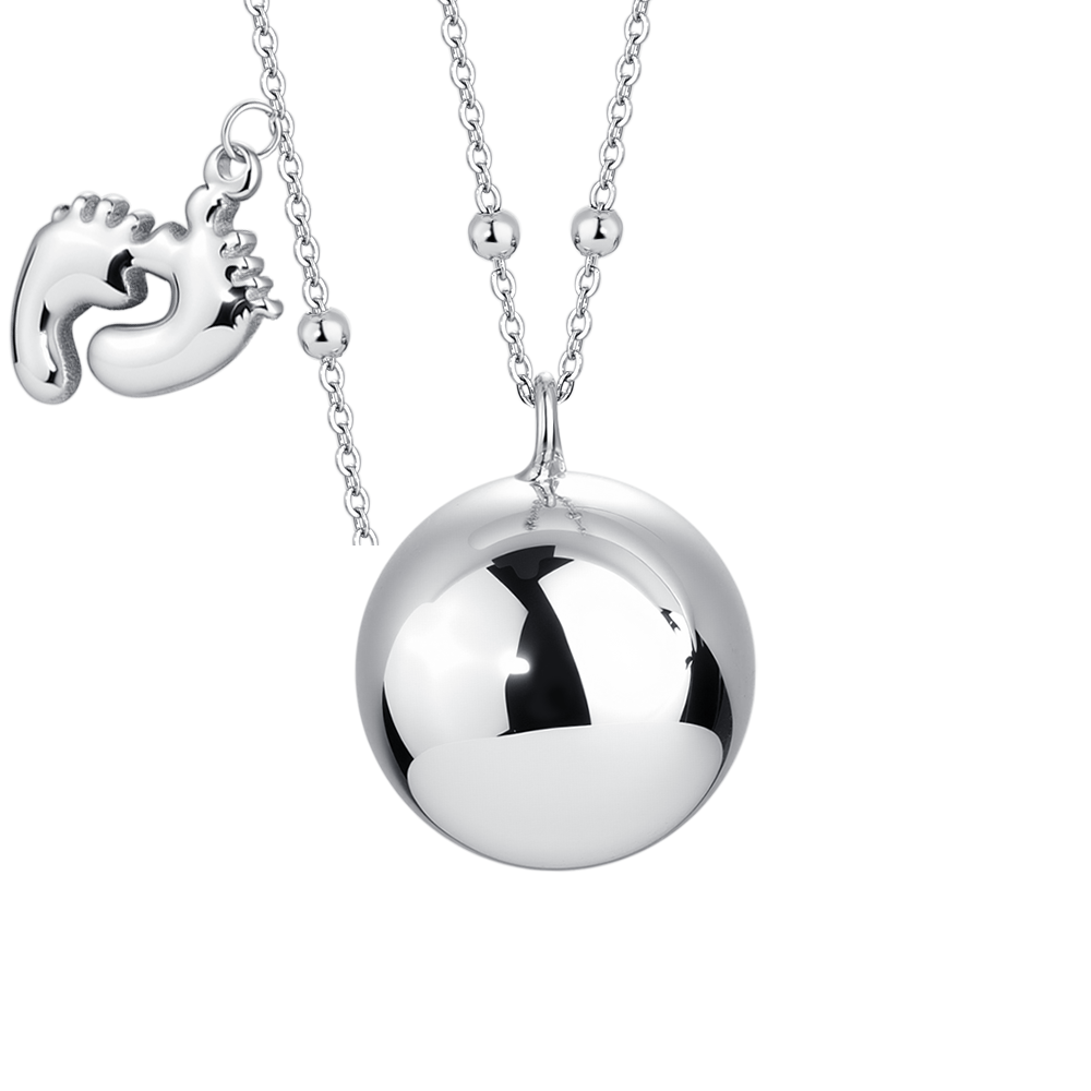 COLLANA CHIAMA ANGELI DONNA IN ACCIAIO, CIONDOLO IN METALLO CON CHARM PIEDINI