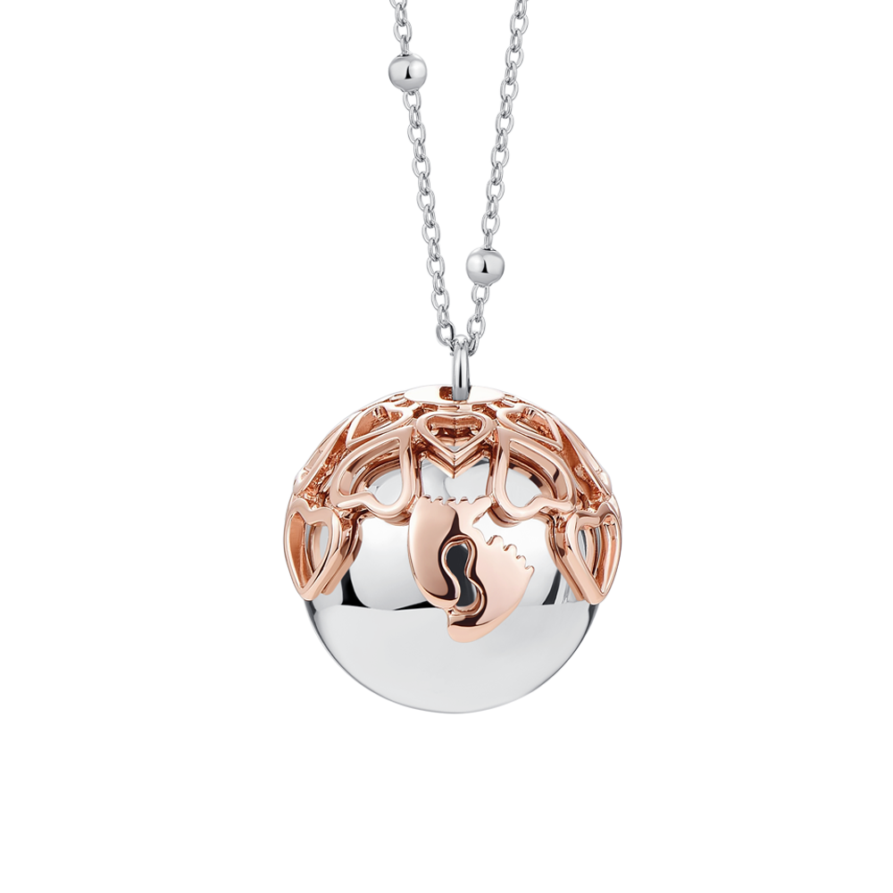 COLLANA CHIAMA ANGELI DONNA IN ACCIAIO, CIONDOLO CON PIEDINI IN METALLO