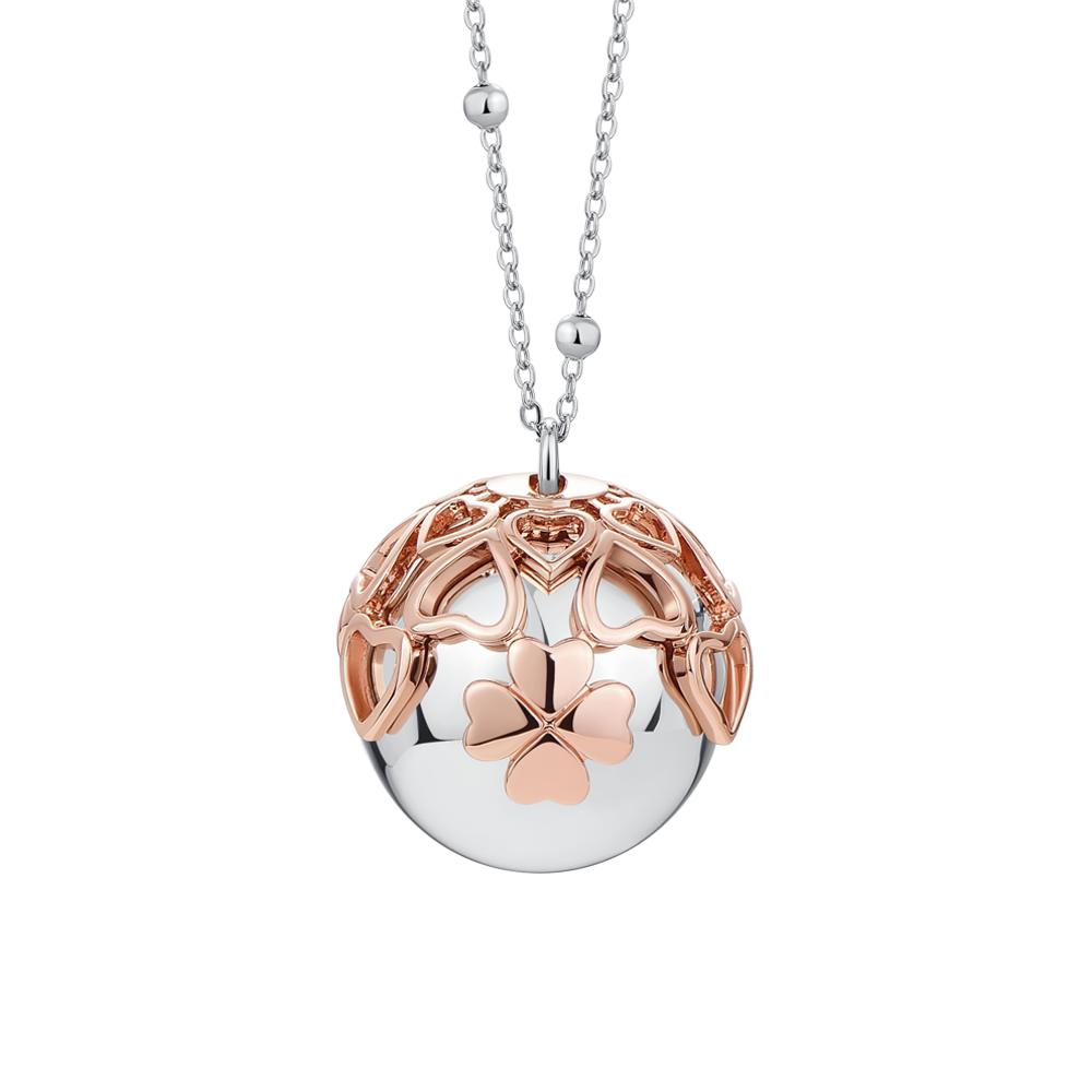 COLLANA CHIAMA ANGELI DONNA IN ACCIAIO, CIODOLO CON QUADRIFOGLIO IN METALLO