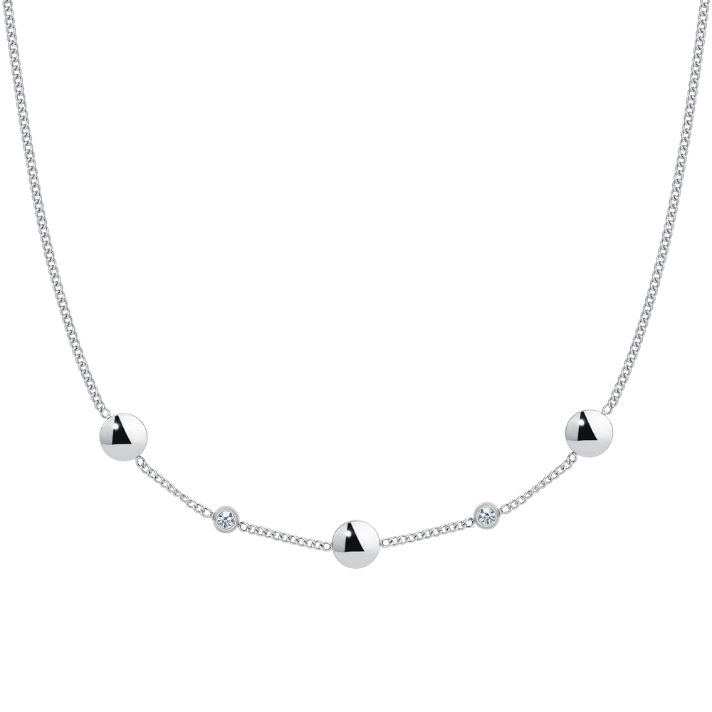 COLLANA DONNA IN ACCIAIO CON ELEMENTI IN ACCIAIO E CRISTALLI BIANCHI