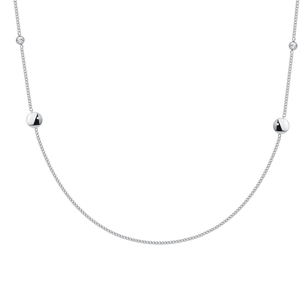 COLLANA DONNA IN ACCIAIO CON ELEMENTI IN ACCIAIO E CRISTALLI BIANCHI