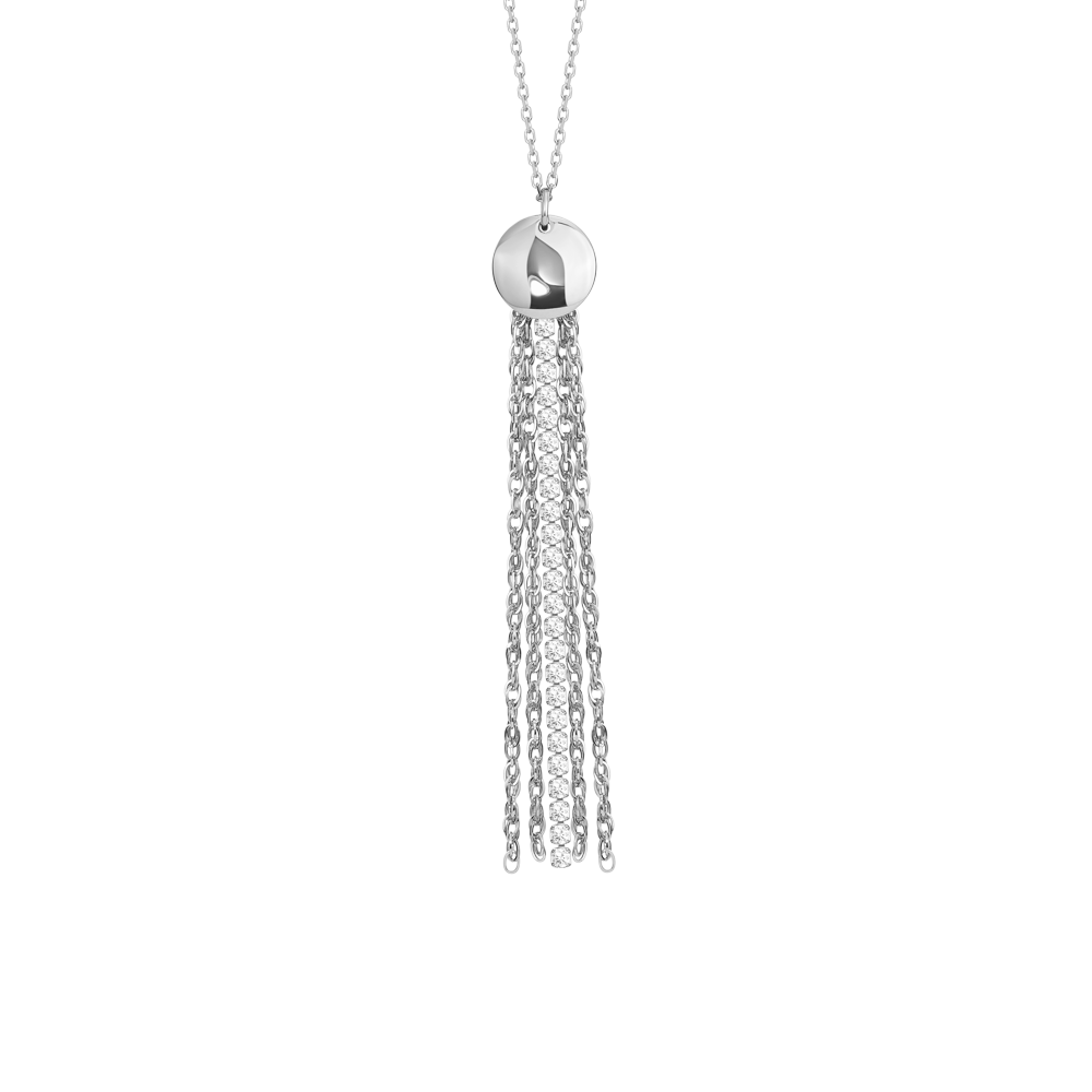 COLLANA DONNA IN ACCIAIO CON ELEMENTO IN ACCIAIO E CRISTALLI BIANCHI