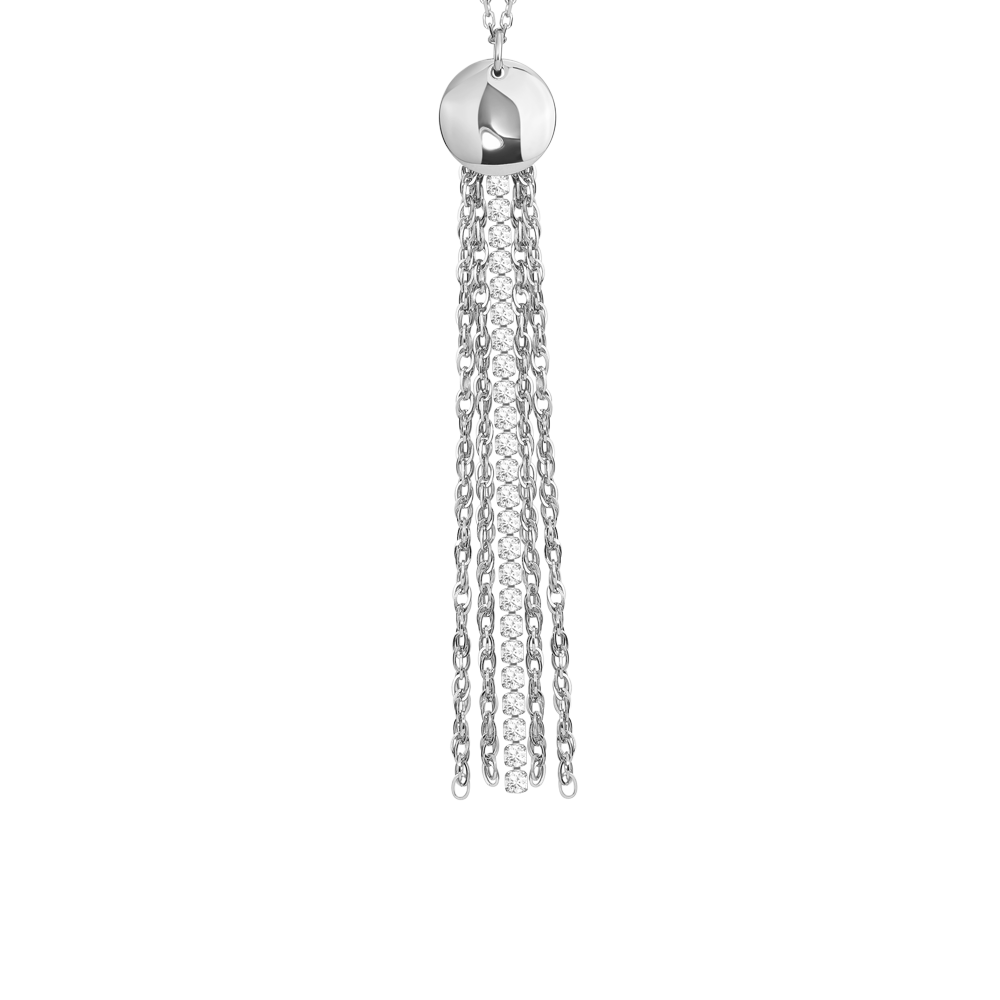 COLLANA DONNA IN ACCIAIO CON ELEMENTO IN ACCIAIO E CRISTALLI BIANCHI