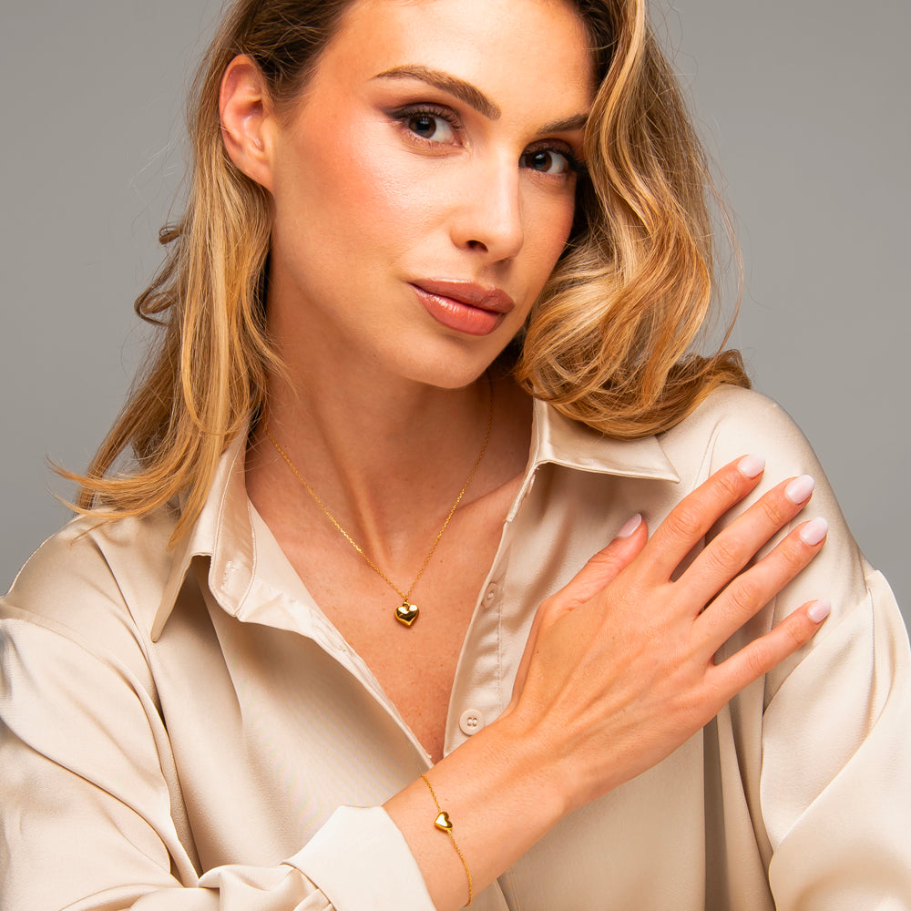 COLLANA DONNA IN ACCIAIO IP GOLD CON CUORE