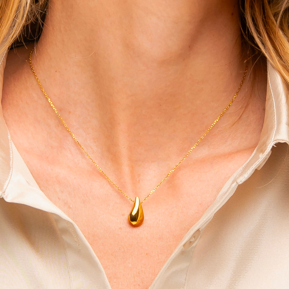 COLLANA DONNA IN ACCIAIO IP GOLD CON GOCCIA
