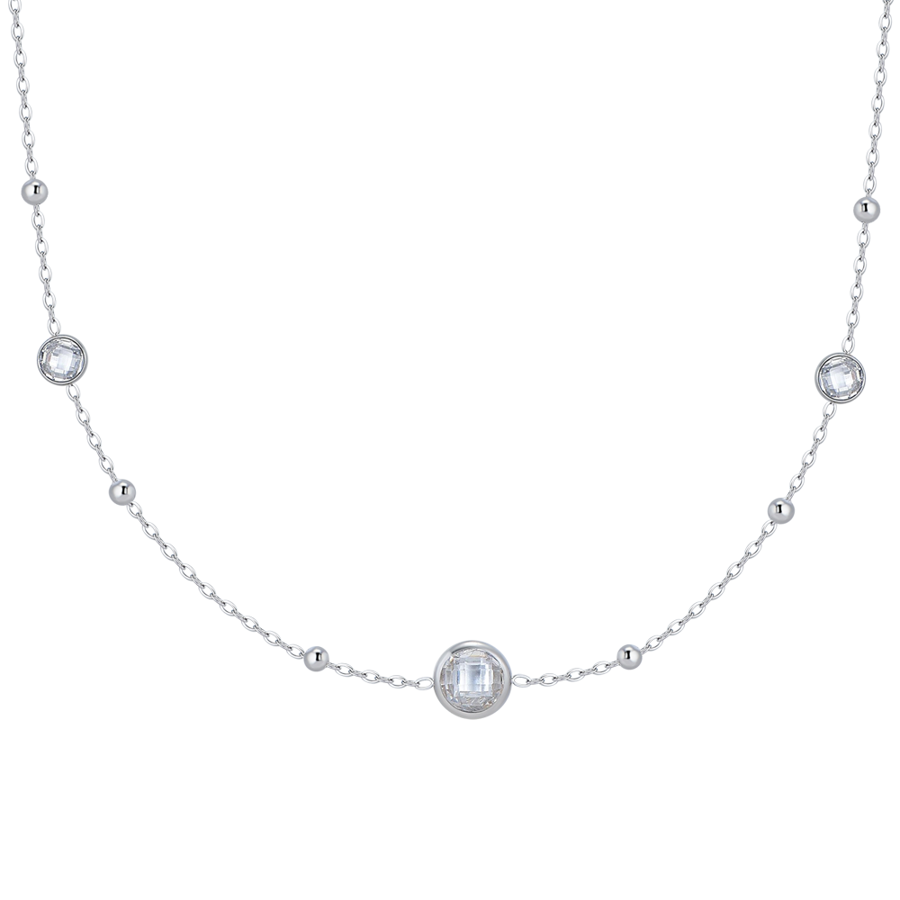 COLLANA DONNA IN ACCIAIO CON ZIRCONI BIANCHI