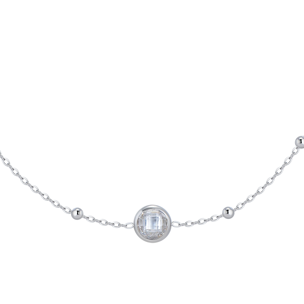 COLLANA DONNA IN ACCIAIO CON ZIRCONI BIANCHI