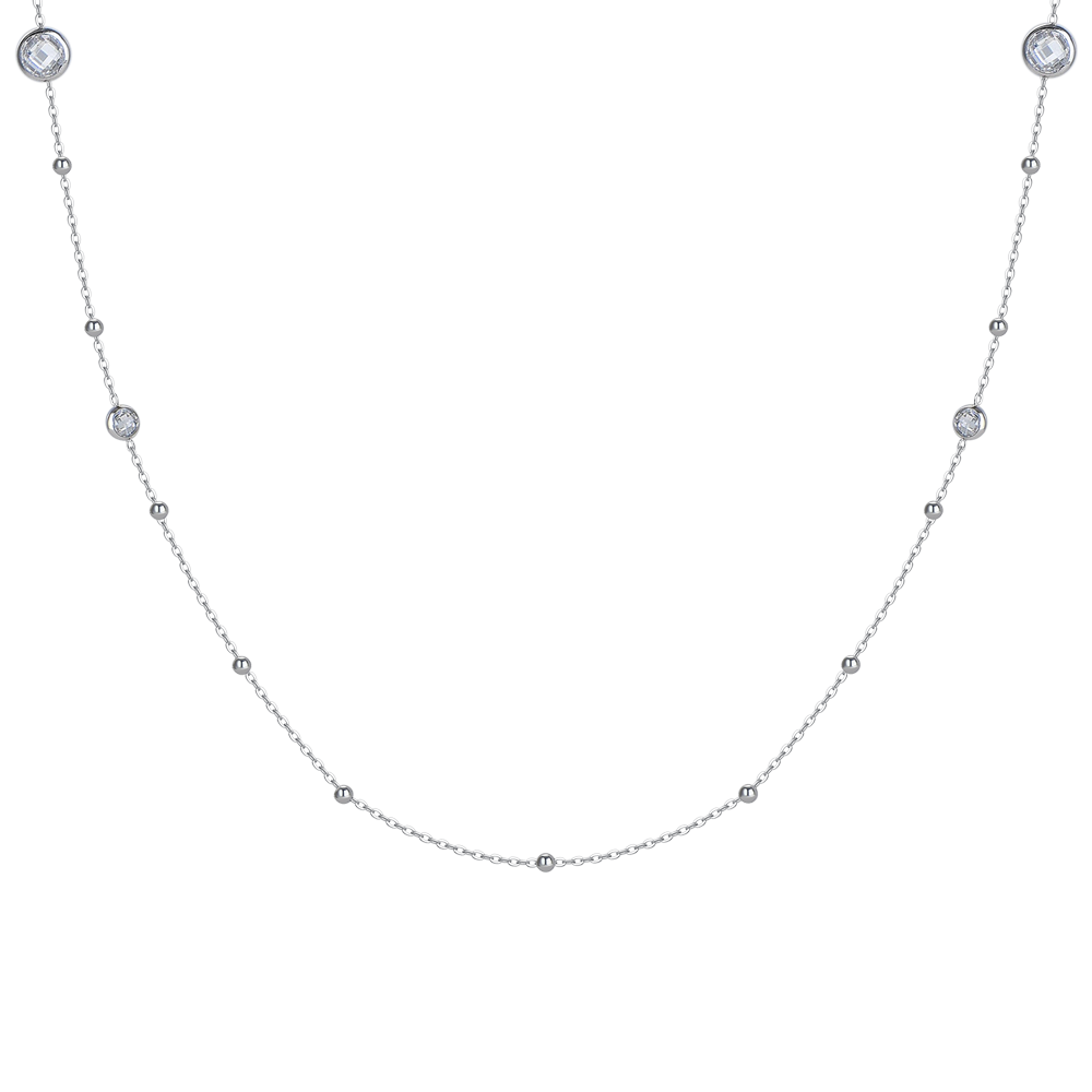 COLLANA DONNA IN ACCIAIO CON ZIRCONI BIANCHI