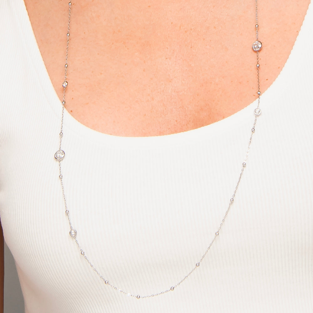 COLLANA DONNA IN ACCIAIO CON ZIRCONI BIANCHI