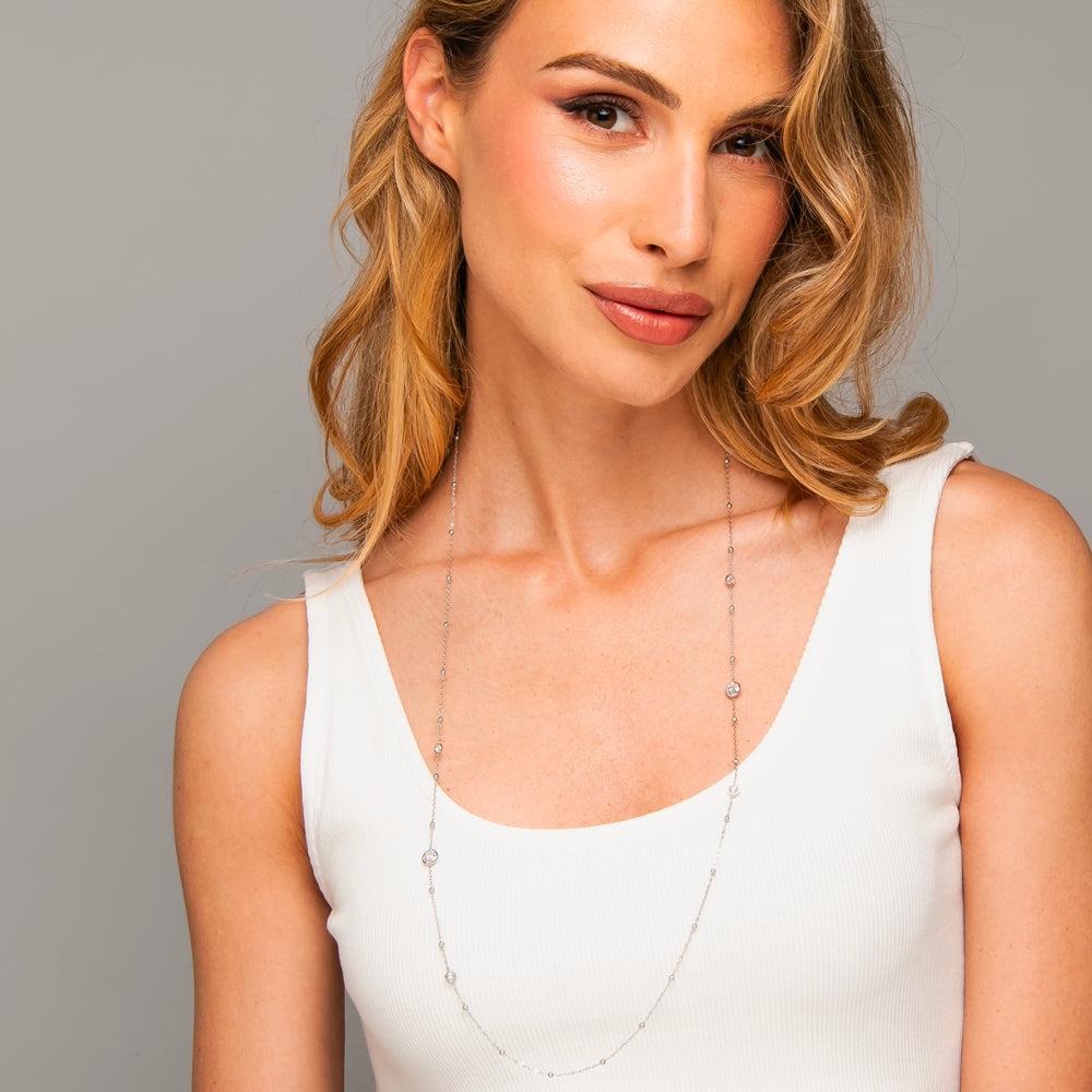 COLLANA DONNA IN ACCIAIO CON ZIRCONI BIANCHI