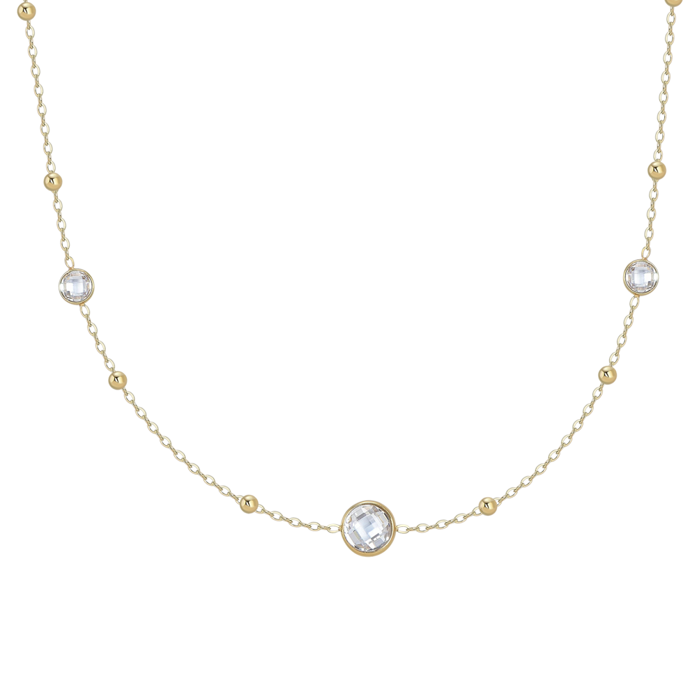 COLLANA DONNA IN ACCIAIO IP GOLD CON ZIRCONI BIANCHI