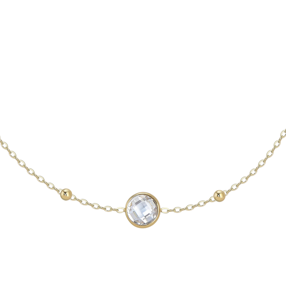COLLANA DONNA IN ACCIAIO IP GOLD CON ZIRCONI BIANCHI