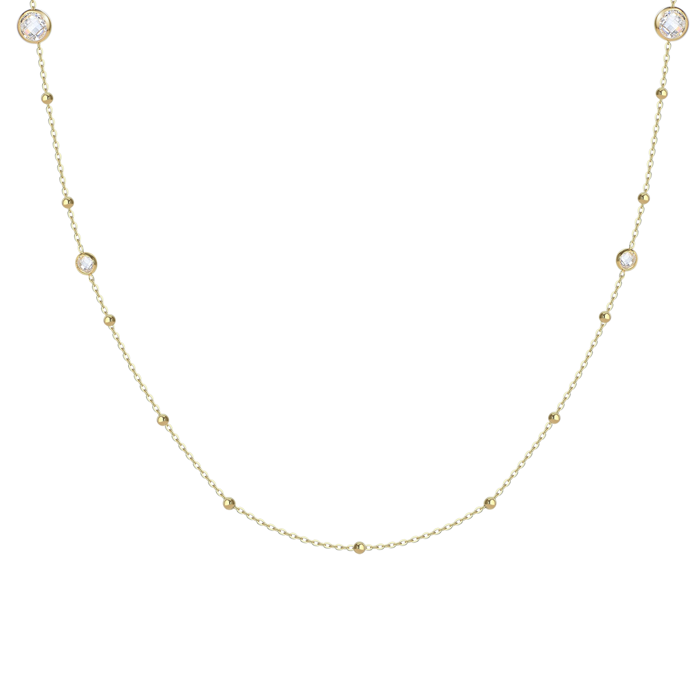 COLLANA DONNA IN ACCIAIO IP GOLD CON ZIRCONI BIANCHI