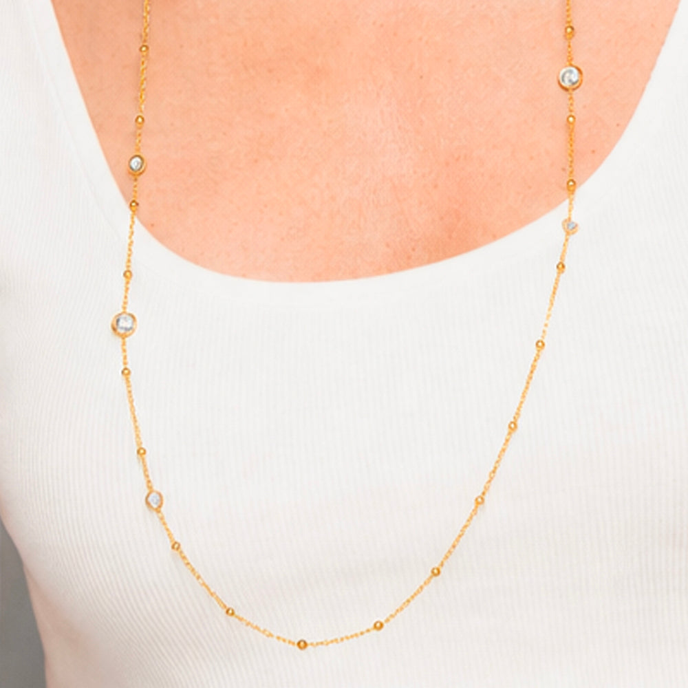 COLLANA DONNA IN ACCIAIO IP GOLD CON ZIRCONI BIANCHI