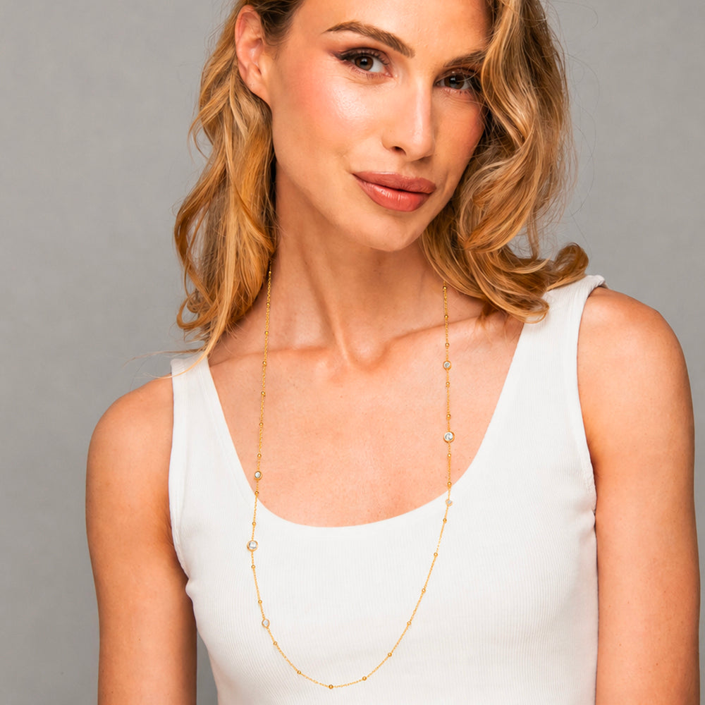 COLLANA DONNA IN ACCIAIO IP GOLD CON ZIRCONI BIANCHI