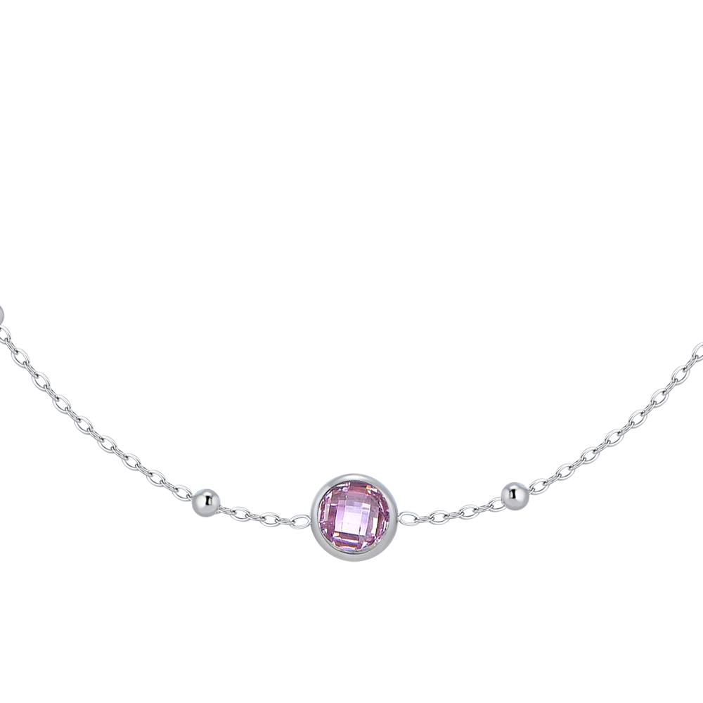 COLLANA DONNA IN ACCIAIO CON ZIRONI ROSA