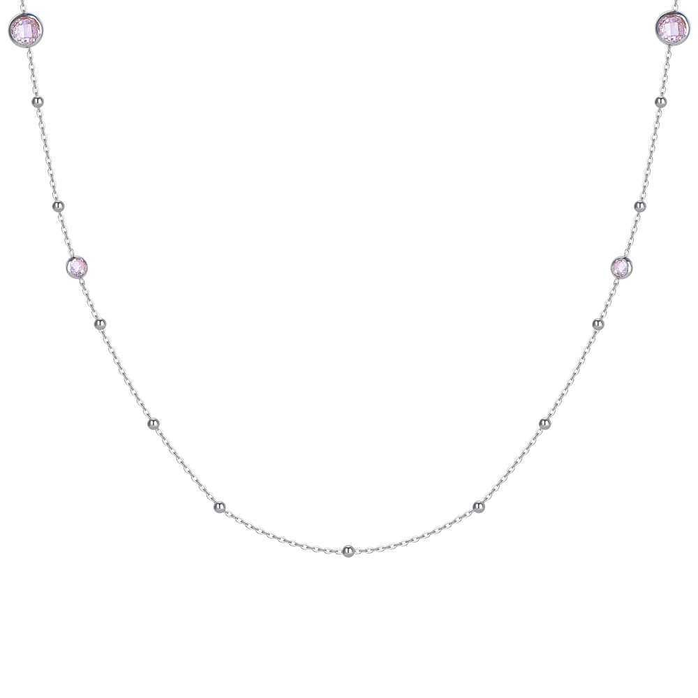 COLLANA DONNA IN ACCIAIO CON ZIRCONI ROSA