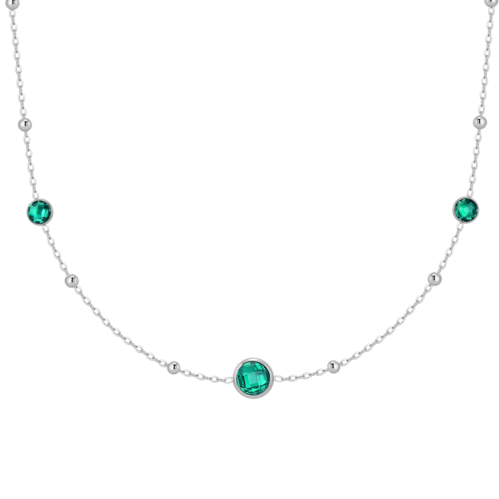COLLANA DONNA IN ACCIAIO CON ZIRCONI VERDI