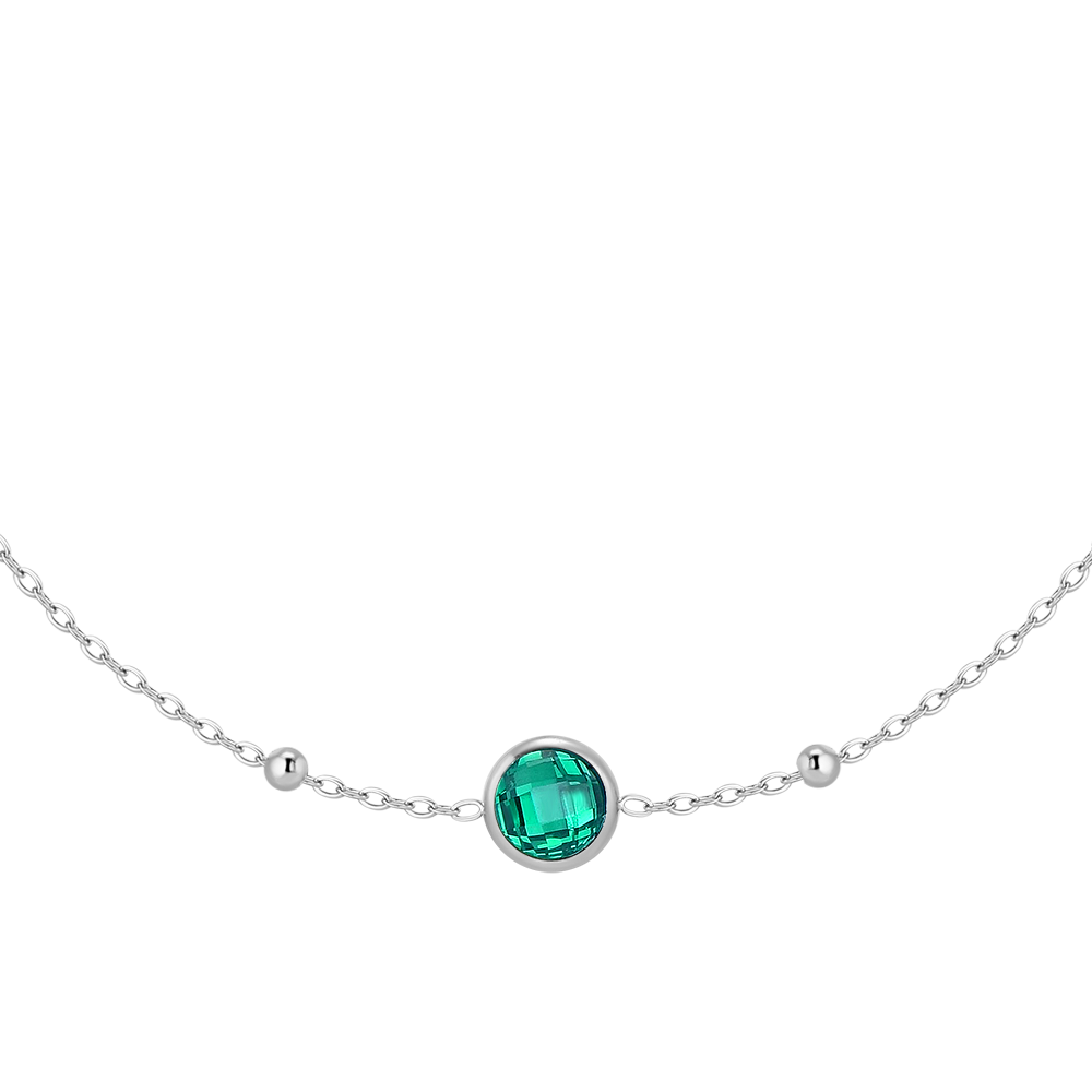 COLLANA DONNA IN ACCIAIO CON ZIRCONI VERDI