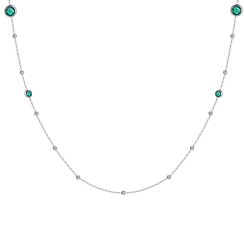 COLLANA DONNA IN ACCIAIO CON ZIRCONI VERDI