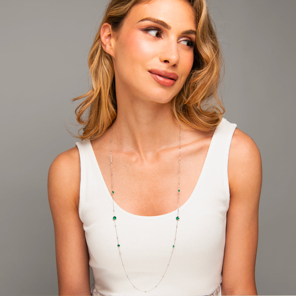 COLLANA DONNA IN ACCIAIO CON ZIRCONI VERDI