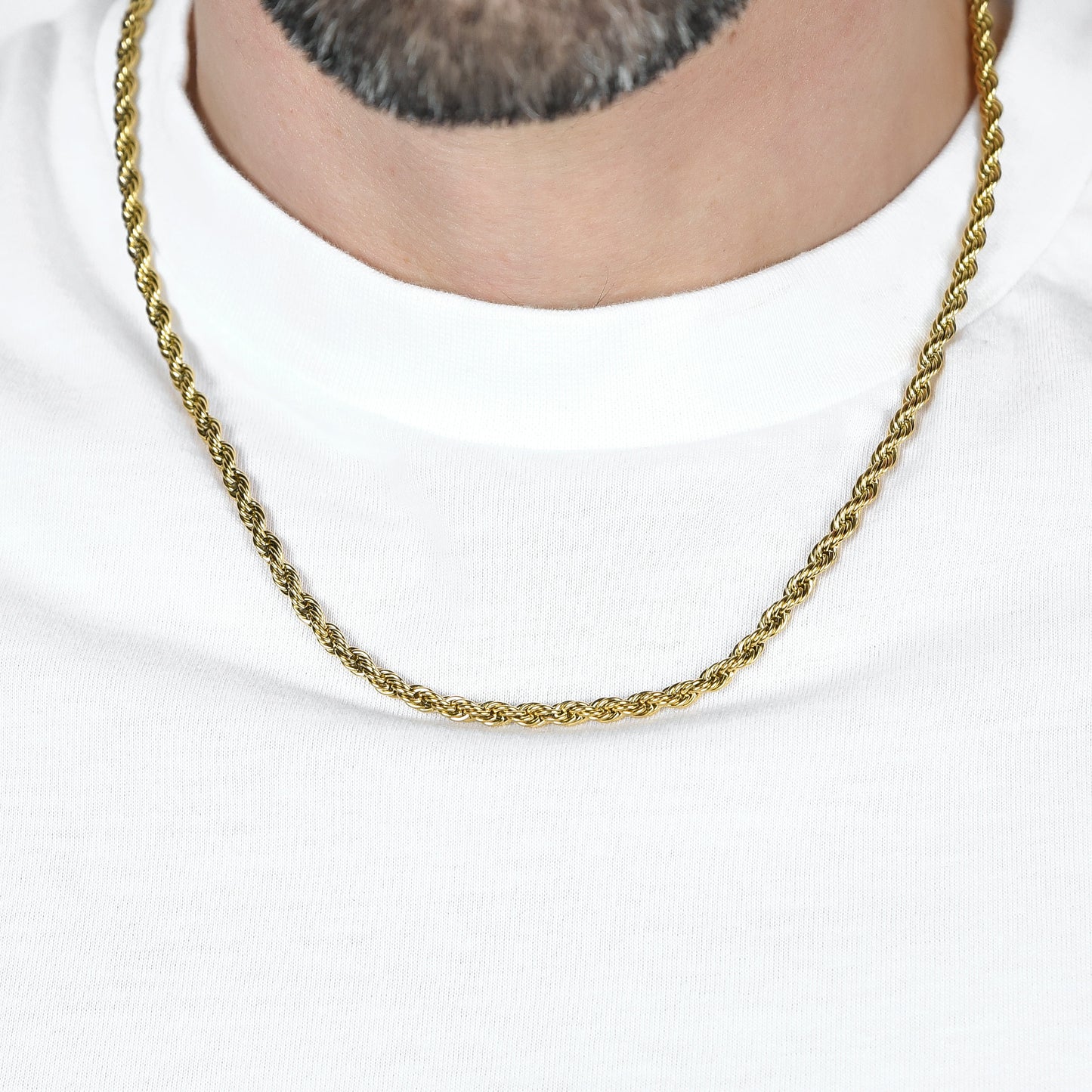 COLLANA UNISEX TORCHON IN ACCIAIO IP GOLD  4MM