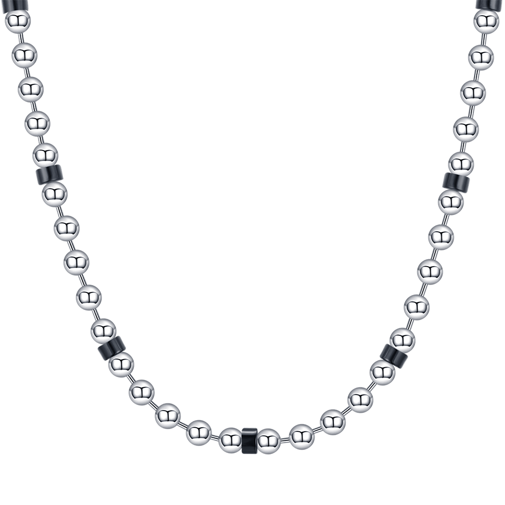 COLLANA UOMO IN ACCIAIO CON ELEMENTI NERI