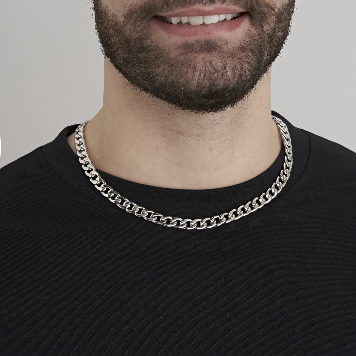 COLLANA UOMO IN ACCIAIO CON MAGLIA GROUMETTE 9 MM