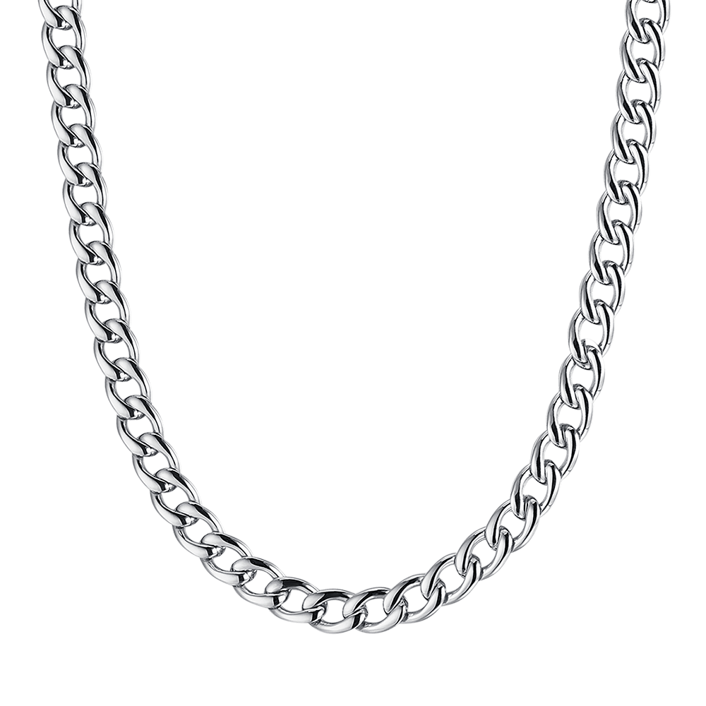 COLLANA UOMO IN ACCIAIO CON MAGLIA GROUMETTE 9 MM