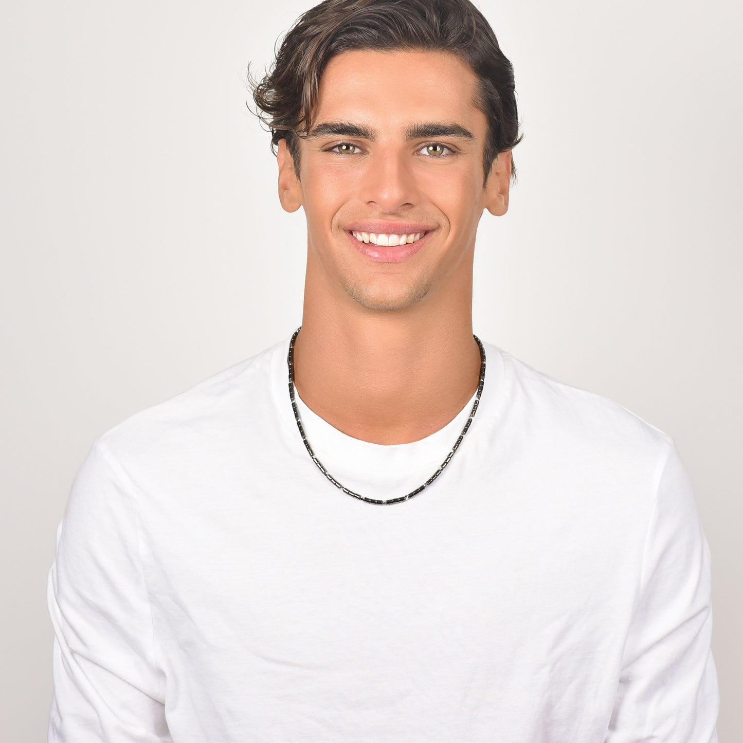 COLLANA UOMO IN ACCIAIO CON EMATITE IP GUN E SILVER