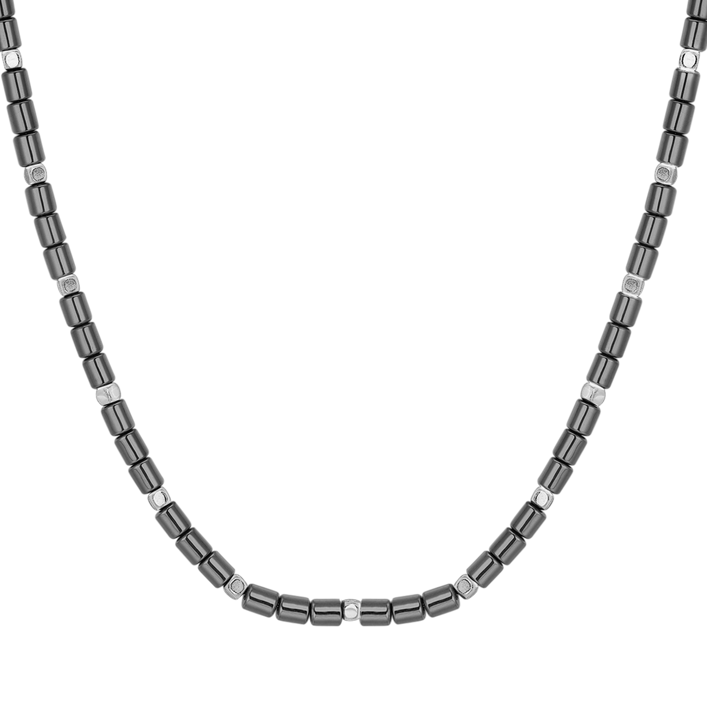 COLLANA UOMO IN ACCIAIO CON EMATITE IP GUN E SILVER