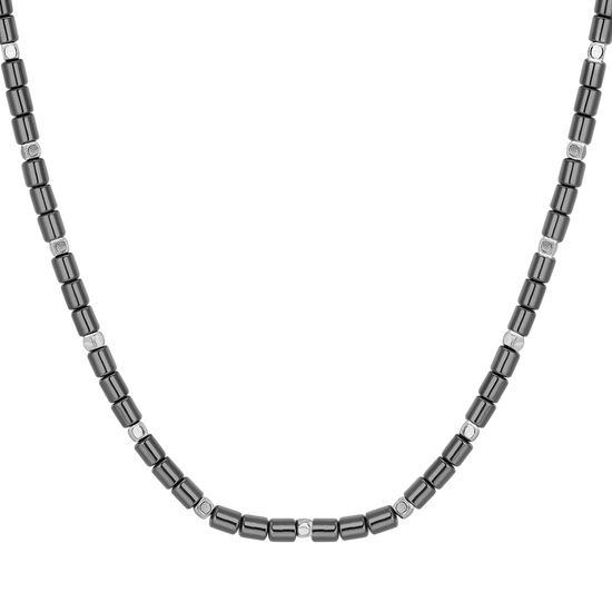 COLLANA UOMO IN ACCIAIO CON EMATITE IP GUN E SILVER