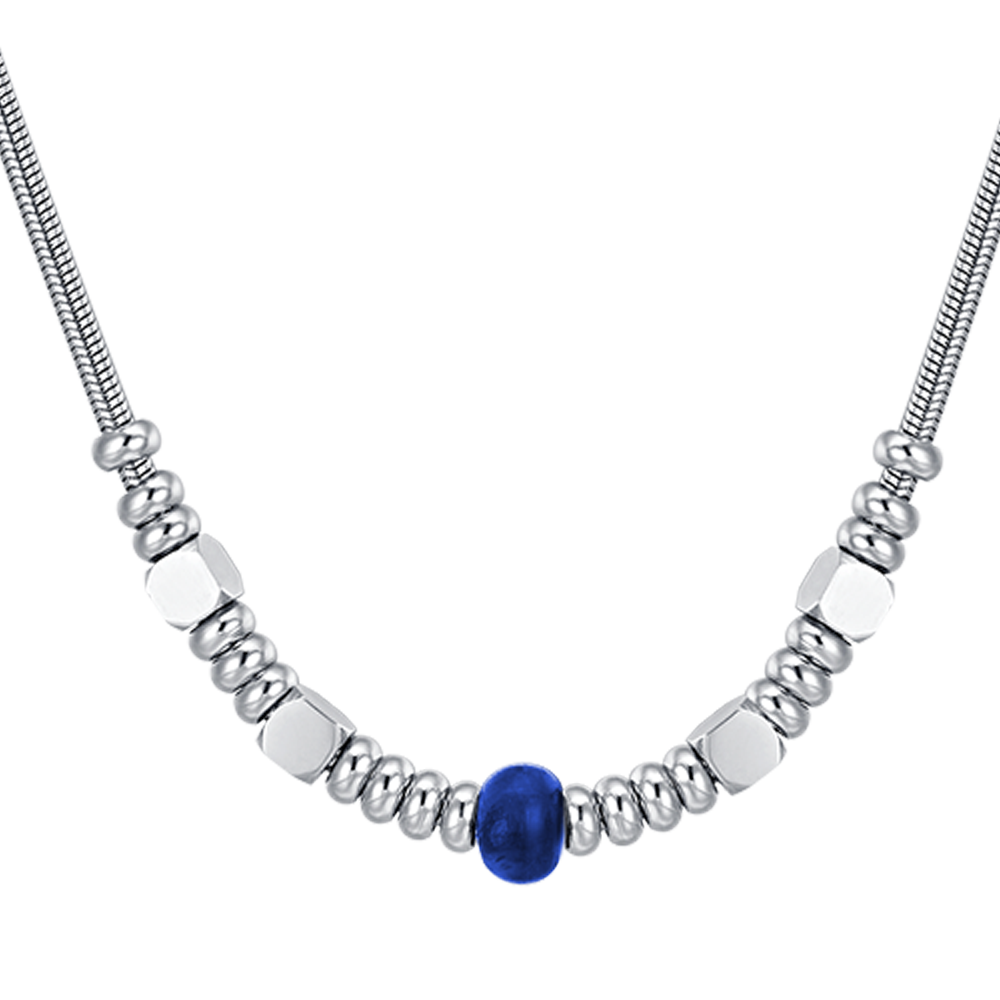 COLLANA UOMO IN ACCIAIO CON PIETRA BLU